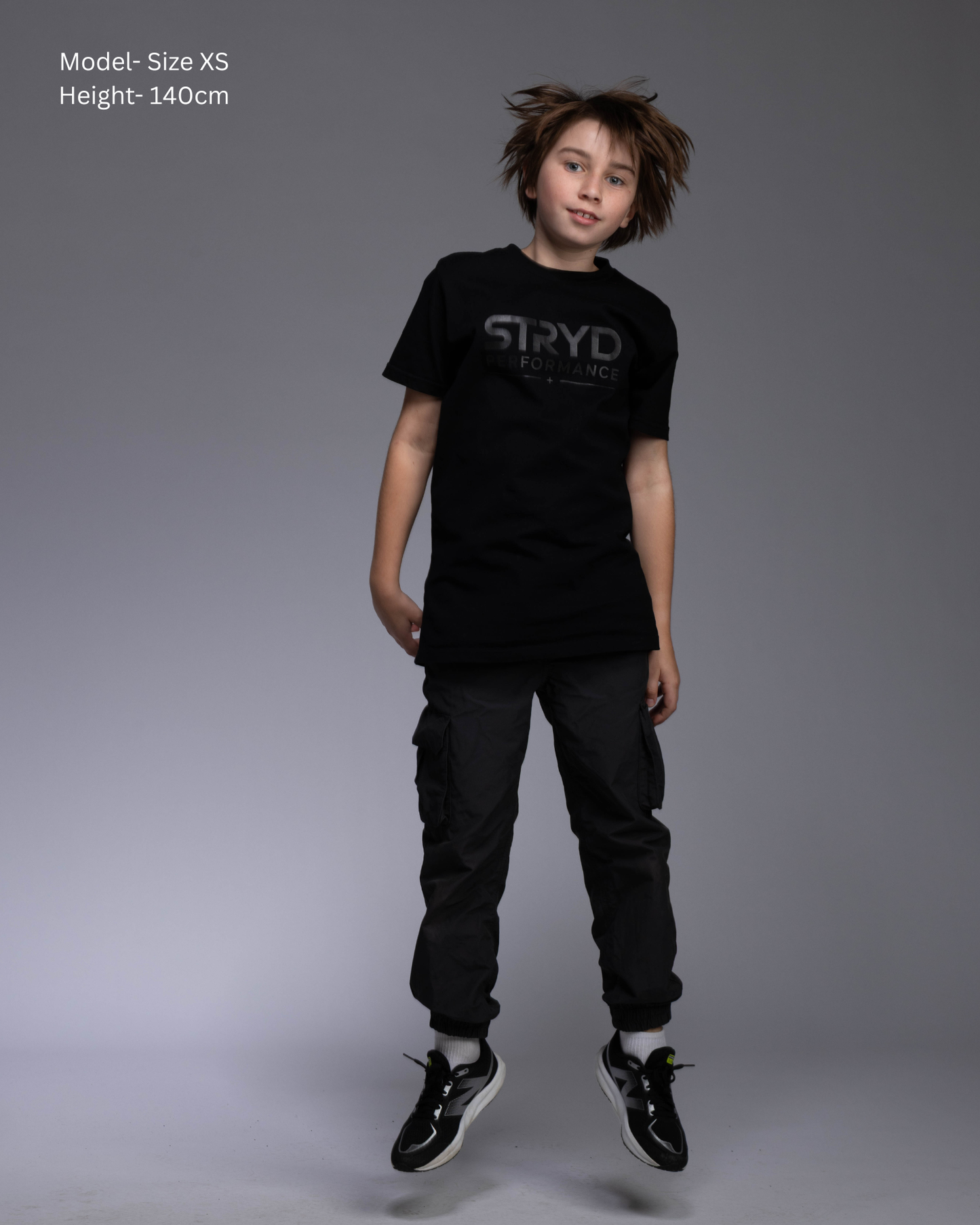 STRYD Performance Everyday Hero Tee Stealth in Black — front view. Men's premium athletic tee Australia.