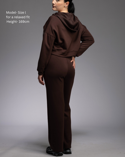 Soul Soft Series women's cropped zip hoodie – four-way stretch fabric in Espresso | STRYD Performance
