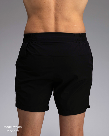STRYD Performance Apex 5" training shorts in Black — back view. Men's lightweight training shorts Australia.