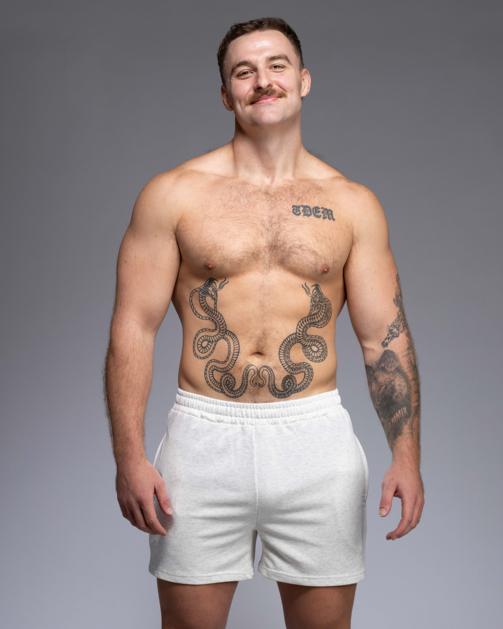 STRYD Performance Roam 5" track shorts in White Marle — front view. Unisex premium track shorts Sunshine Coast QLD Australia.